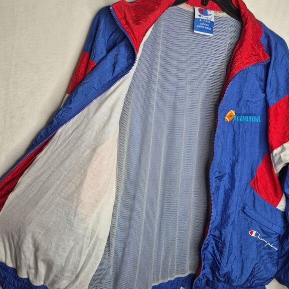 Vintage 90s Champion USA Windbreaker Jacket XL Alamo Bowl Buildersquare - Picture 7 of 10